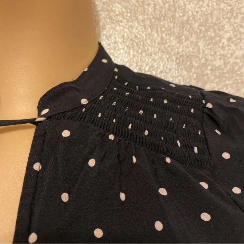 Express Black Midi Dress with Beige Polka Dots